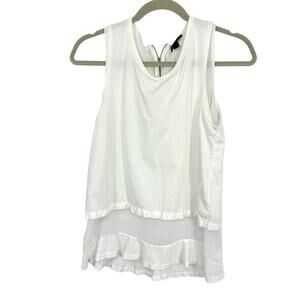 J Crew Womens Sleeveless Layered Top size Small White Chiffon Hem Zipper Back